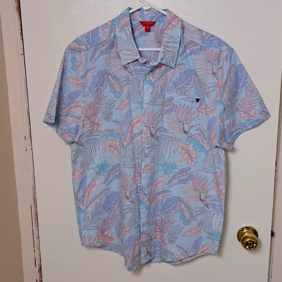 Guess Hawaian Hummingbird print mens large - Picture 1 of 4